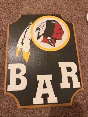 Black and White 'BAR' Wall Sign with Washington Redskins